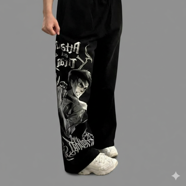 Bkack Color Print Baggy Pant