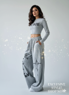 Greey Print Baggy Pant